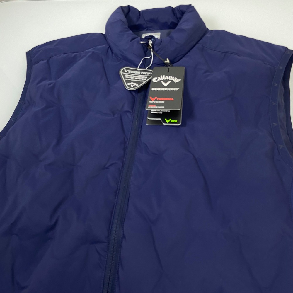 Callaway Mens Large Navy‎ Welded Quilted Vest New WeatherSeries Swing Tech Golf
